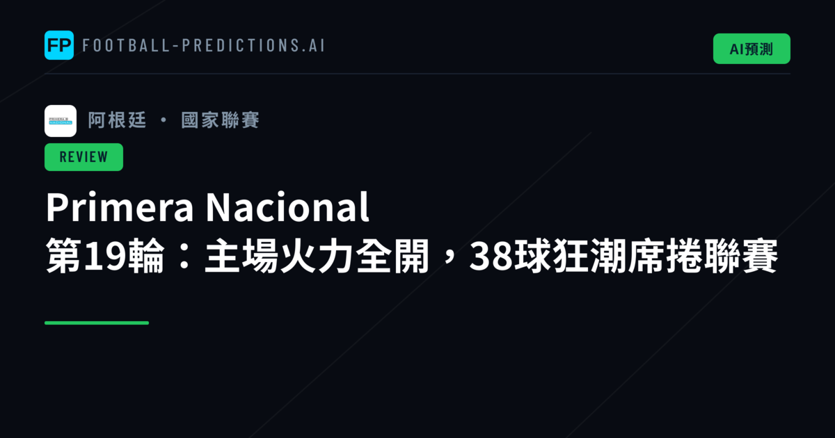 Primera Nacional 第19輪：主場火力全開，38球狂潮席捲聯賽