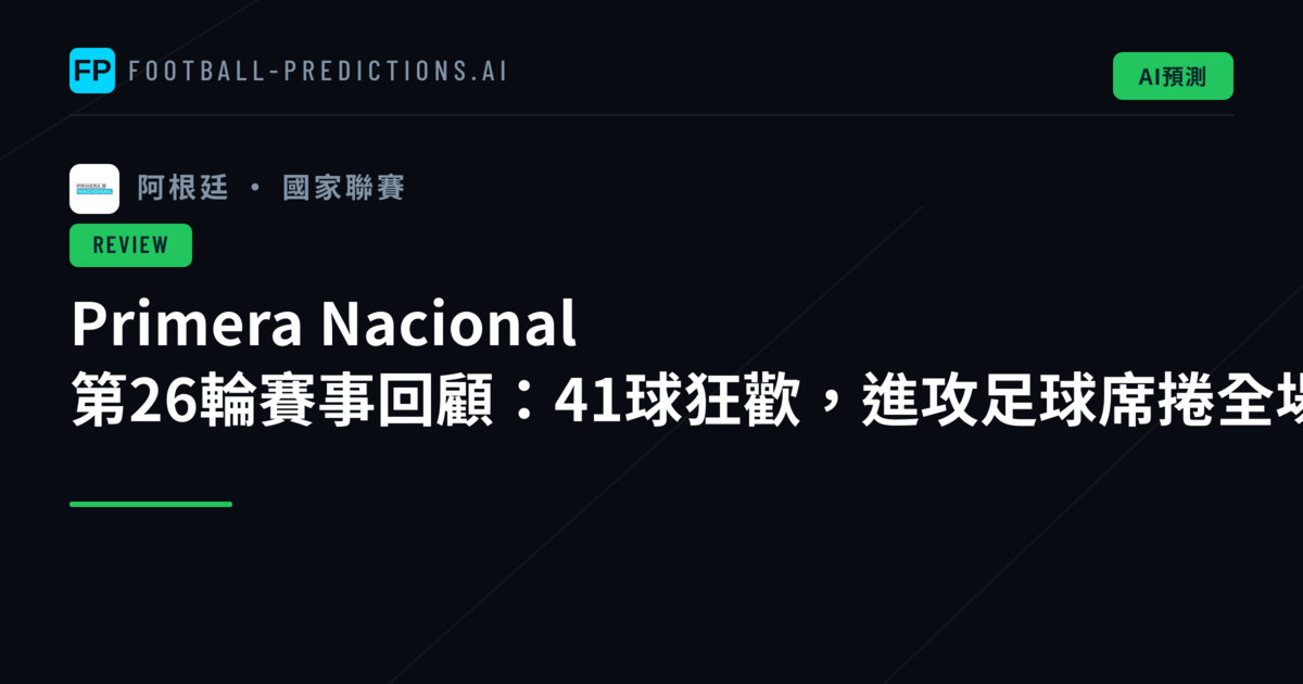 Primera Nacional 第26輪賽事回顧：41球狂歡，進攻足球席捲全場