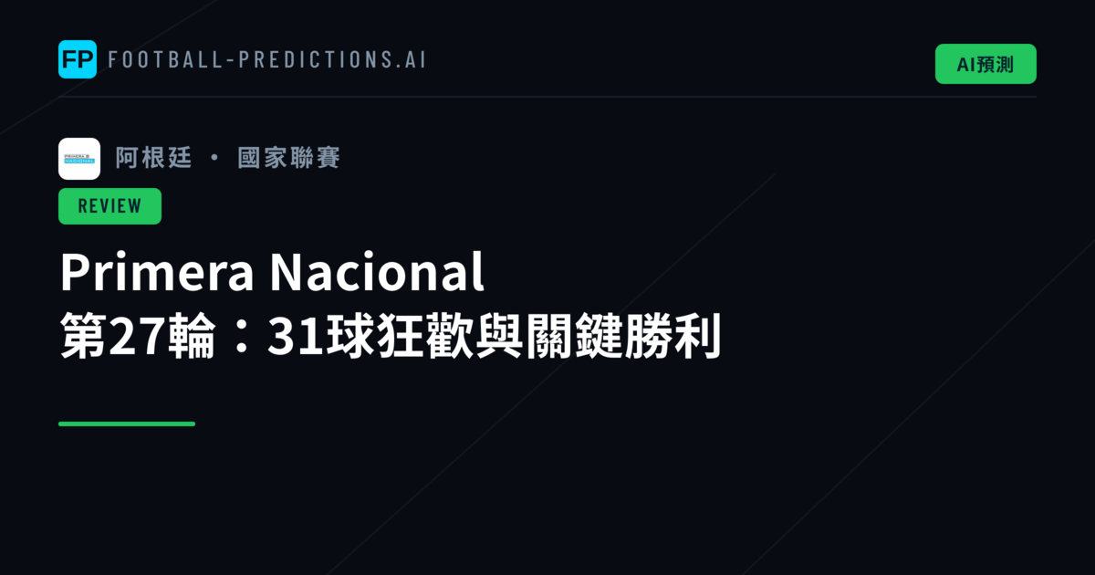 Primera Nacional 第27輪:31球狂歡與關鍵勝利