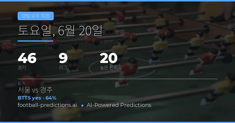 6월 20일 BTTS 베스트 픽
