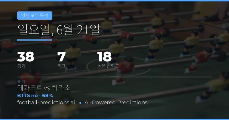 BTTS 주요 추천픽 (2026년 6월 21일)