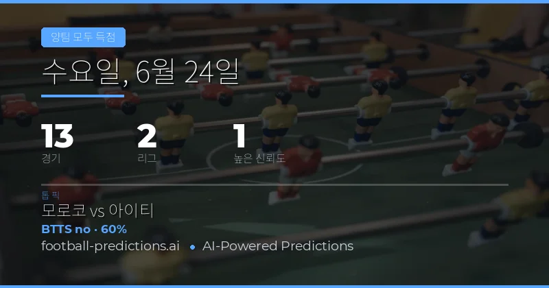 6월 24일 BTTS 상위 픽