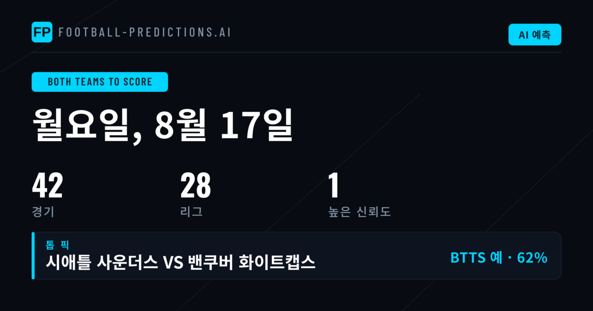 2026년 8월 17일 BTTS 베스트 픽