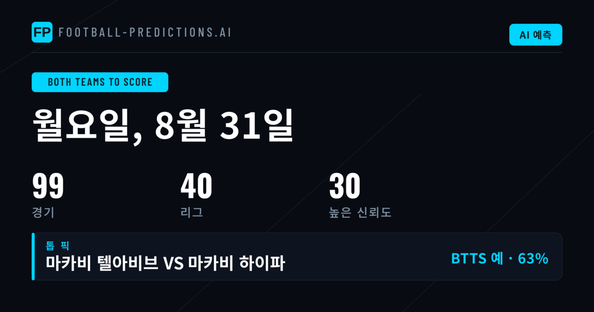 8월 31일 BTTS 주요 추천