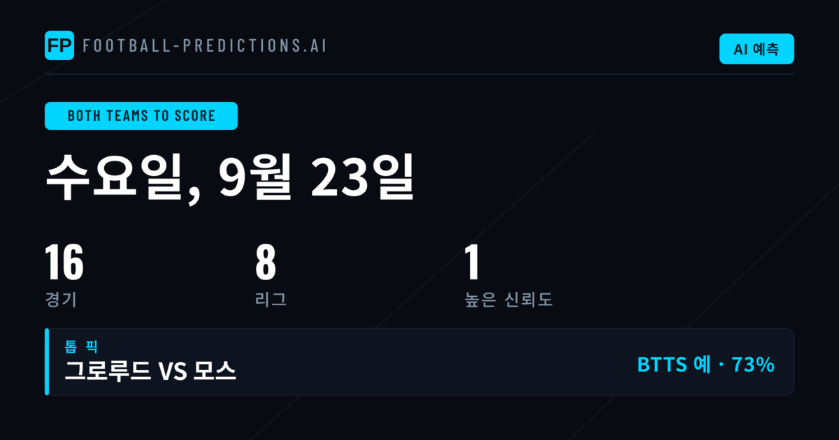2026년 9월 23일 BTTS 베스트 픽