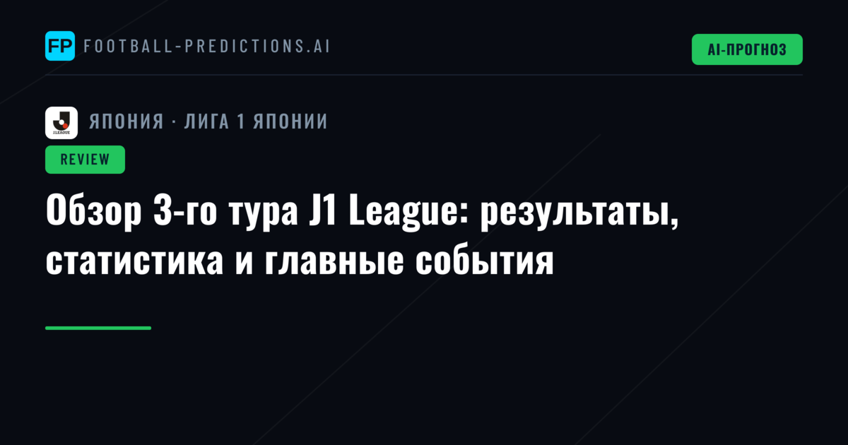 Обзор 3-го тура J1 League: результаты, статистика и главные события