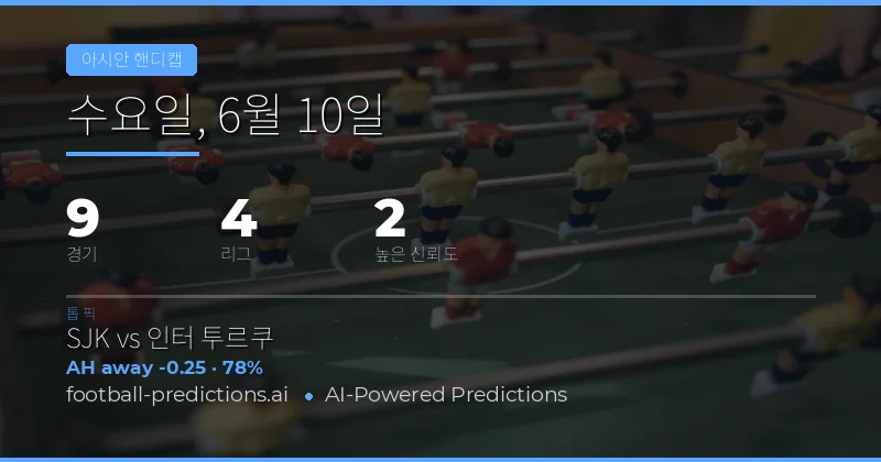 6월 10일 주요 아시안 핸디캡 추천