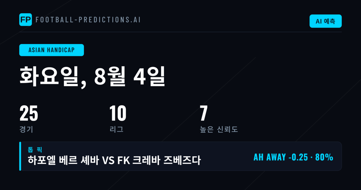 2026년 8월 4일 AH 주요 픽