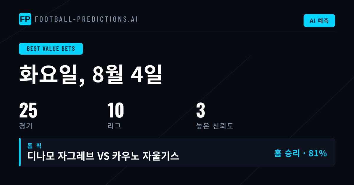 8월 4일 베스트 밸류벳 픽