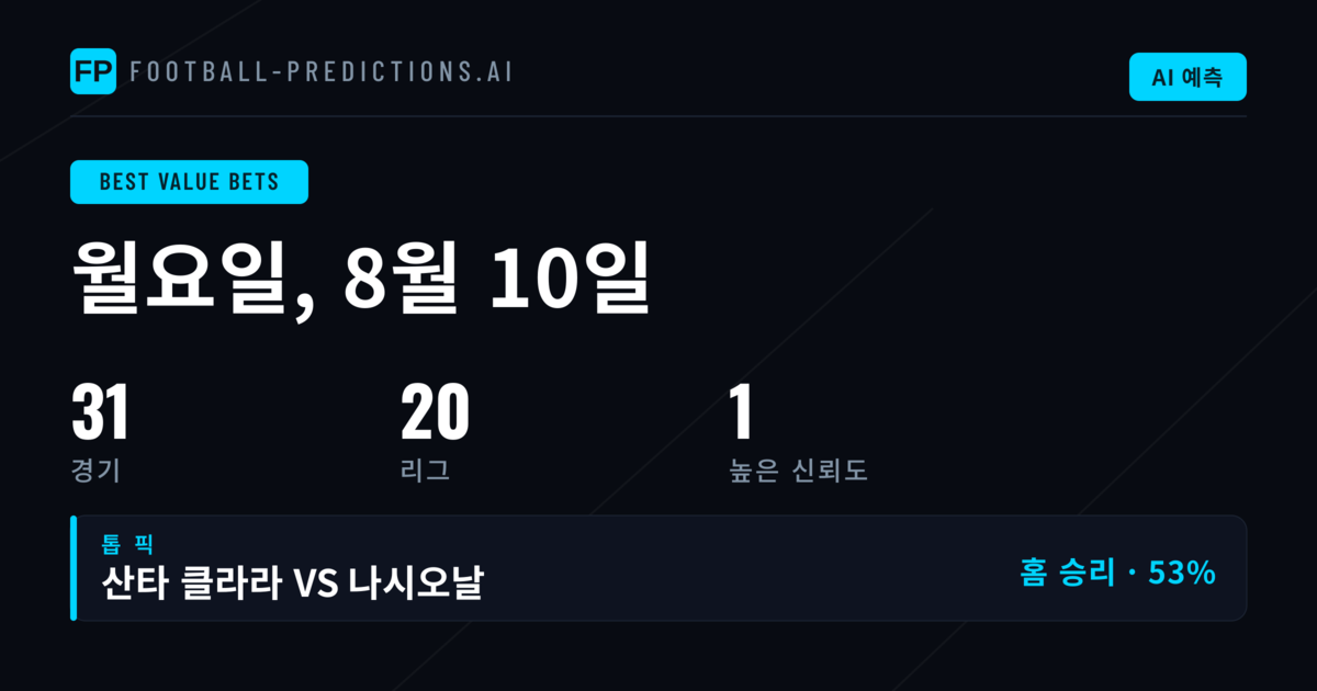 2026년 8월 10일 O/U 베스트 밸류벳 추천