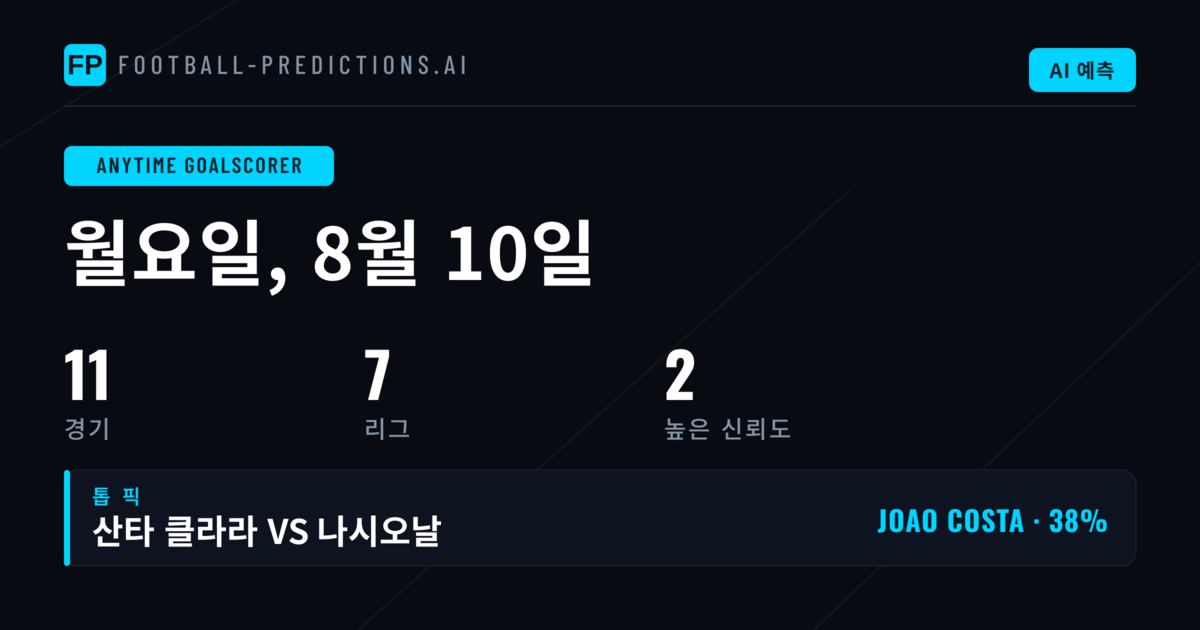 오늘의 최우선 골스쿠어러 추천 (2026년 8월 10일)