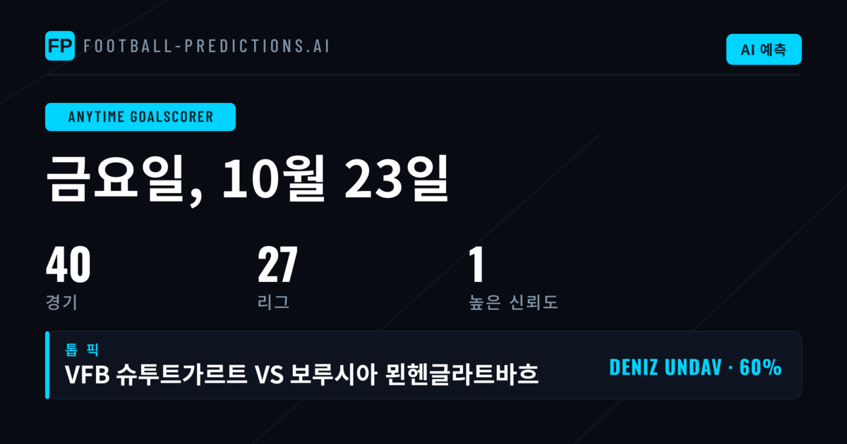 2026년 10월 23일 최고의 전 경기 득점자 선택