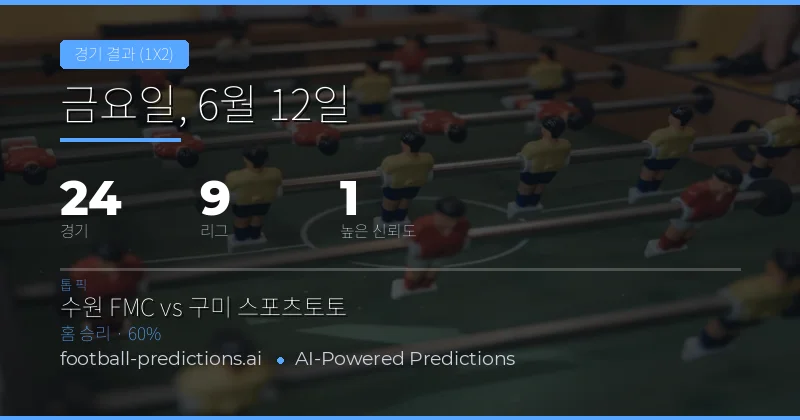 주요 1X2 베팅 추천 (2026년 6월 12일)