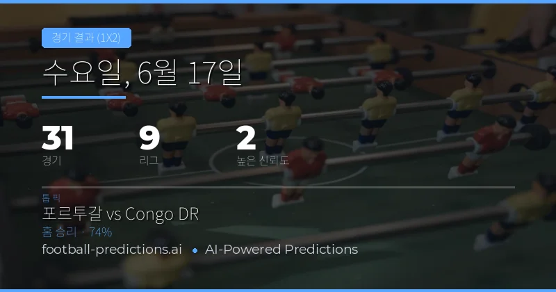 주요 1X2 예측 (2026년 6월 17일)