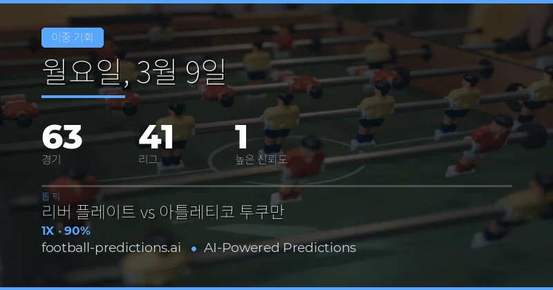 2026년 3월 9일 더블 찬스 축구 예측: 안전하고 가치 있는 배팅 팁