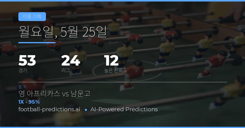 2026년 5월 25일 더블 찬스(Double Chance) 경기 분석 및 전략