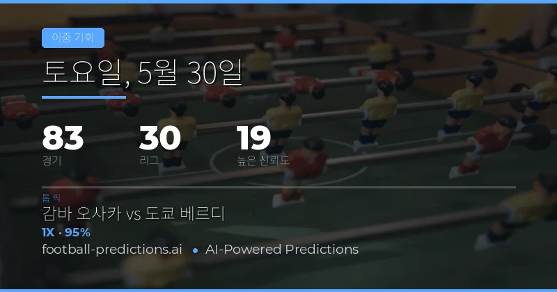 2026년 5월 30일 더블 찬스(Double Chance) 전격 분석