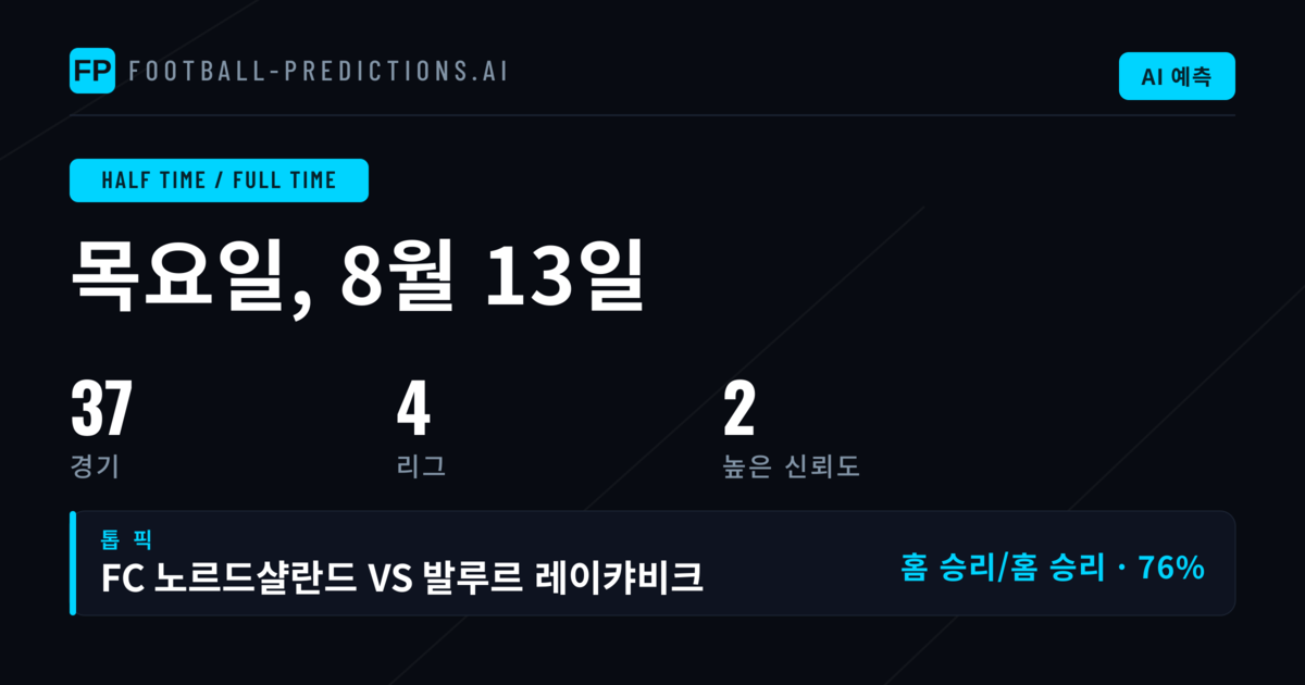 Top HT/FT Picks (2026년 8월 13일)