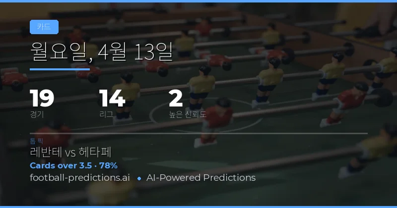 13 Apr 2026 경기에서의 레드카드 및 옐로우카드 추세 분석