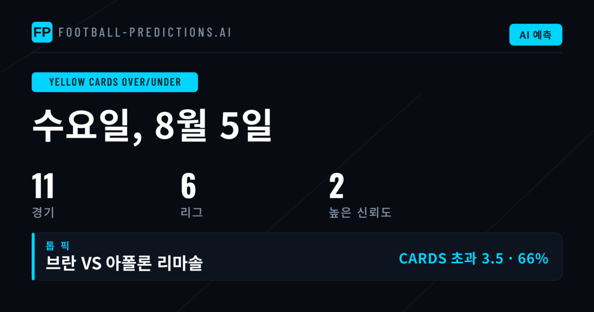 2026년 8월 5일 최고의 옐로카드 O/U 추천