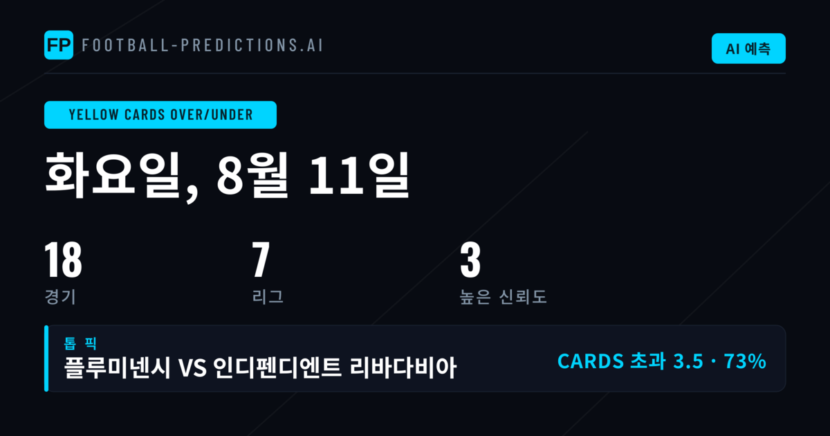2026년 8월 11일 O/U 옐로카드 최고 베팅 추천