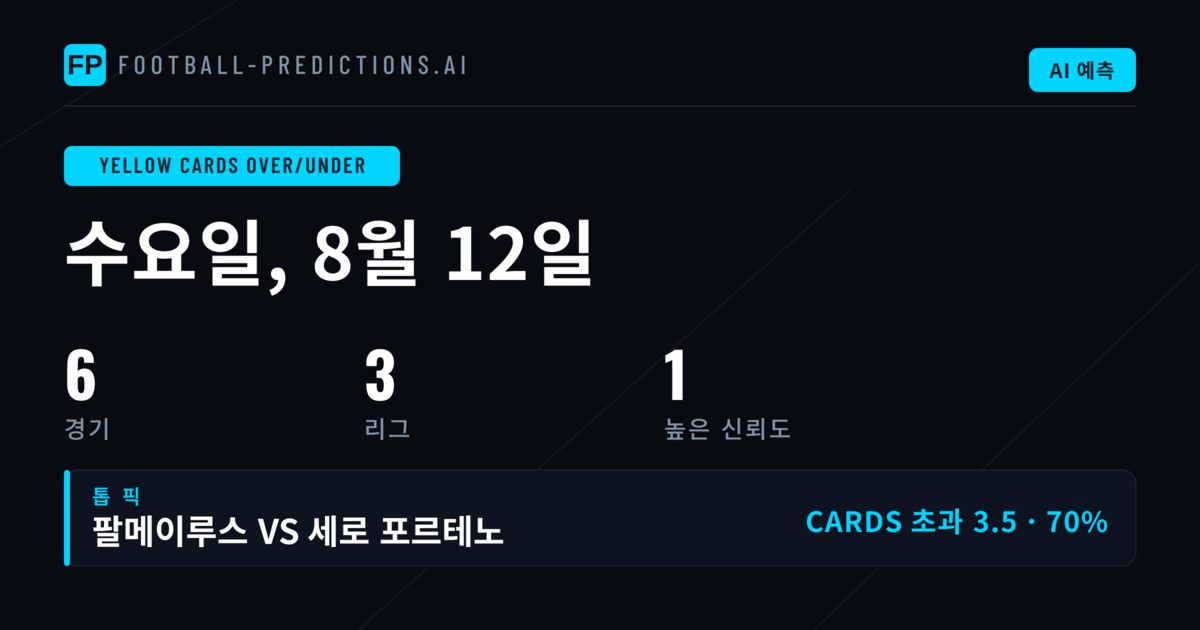 8월 12일 O/U 옐로카드 주요 픽