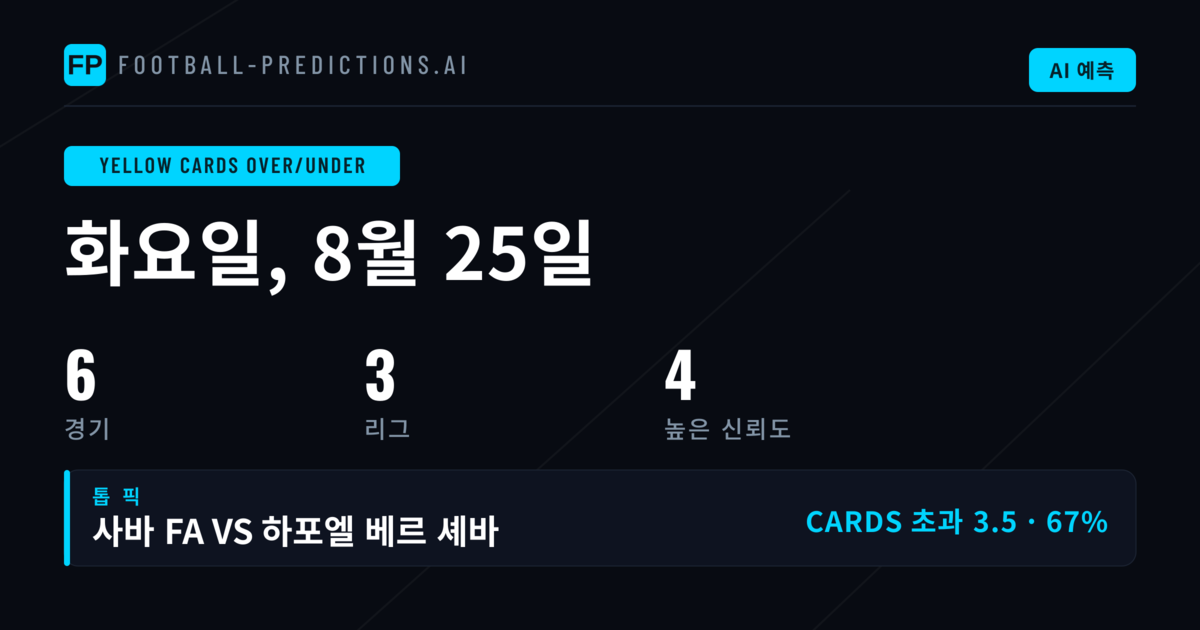 2026년 8월 25일 O/U 옐로카드 추천