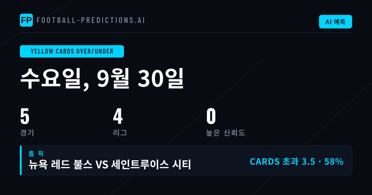 옐로카드 O/U 예측: 9월 30일 경기 분석