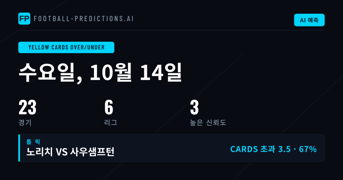노란 카드 O/U 최고 픽 (2026년 10월 14일)