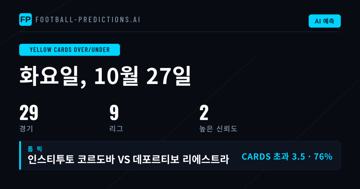 2026년 10월 27일 최고의 옐로 카드 O/U 추천