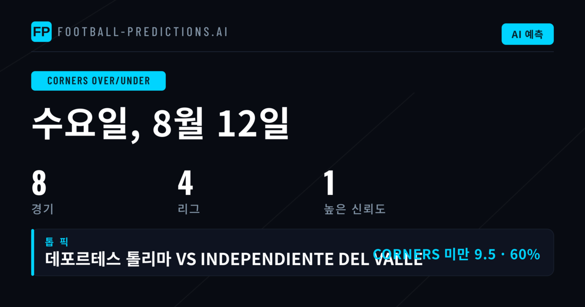 오늘의 추천 O/U 코너 (2026년 8월 12일)