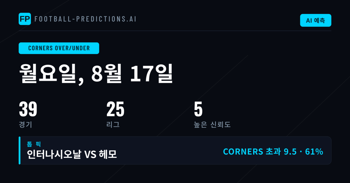 2026년 8월 17일 O/U 코너 추천