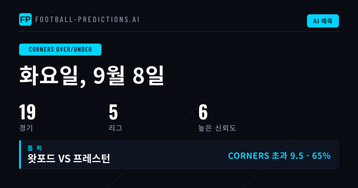 2026년 9월 8일 코너 O/U 최고 추천