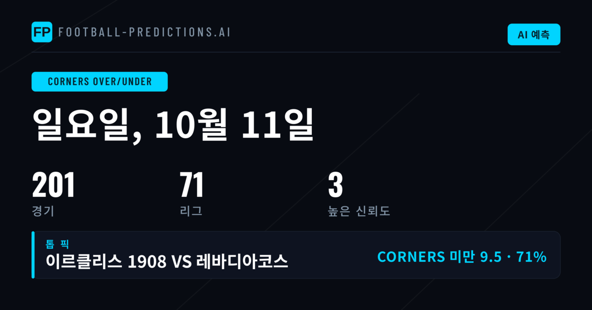 2026년 10월 11일 O/U 코너 예측 - 베스트