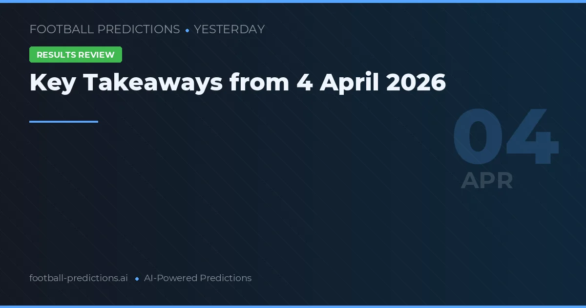 Key Takeaways from 4 April 2026