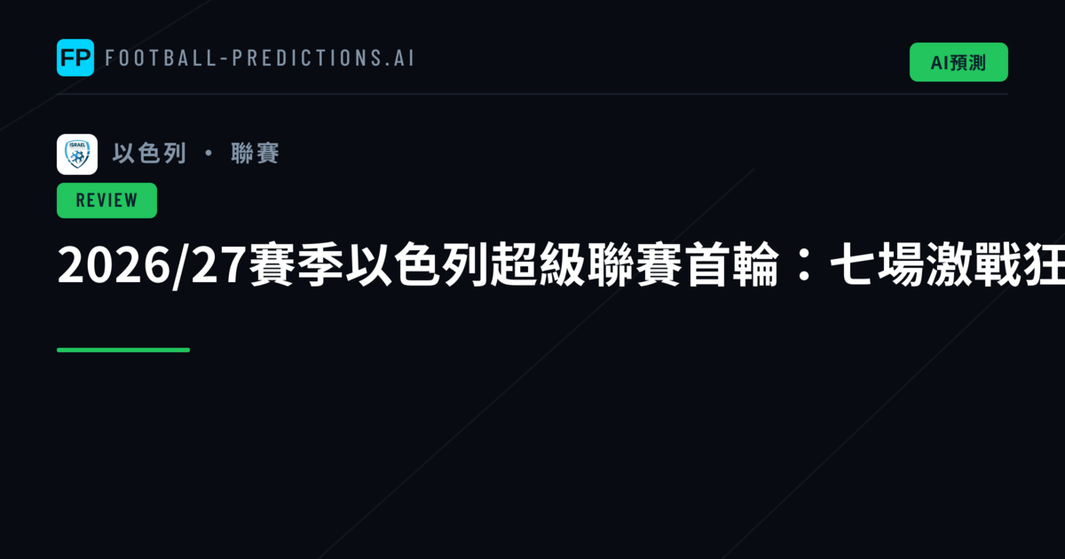 2026/27賽季以色列超級聯賽首輪:七場激戰狂轟21球