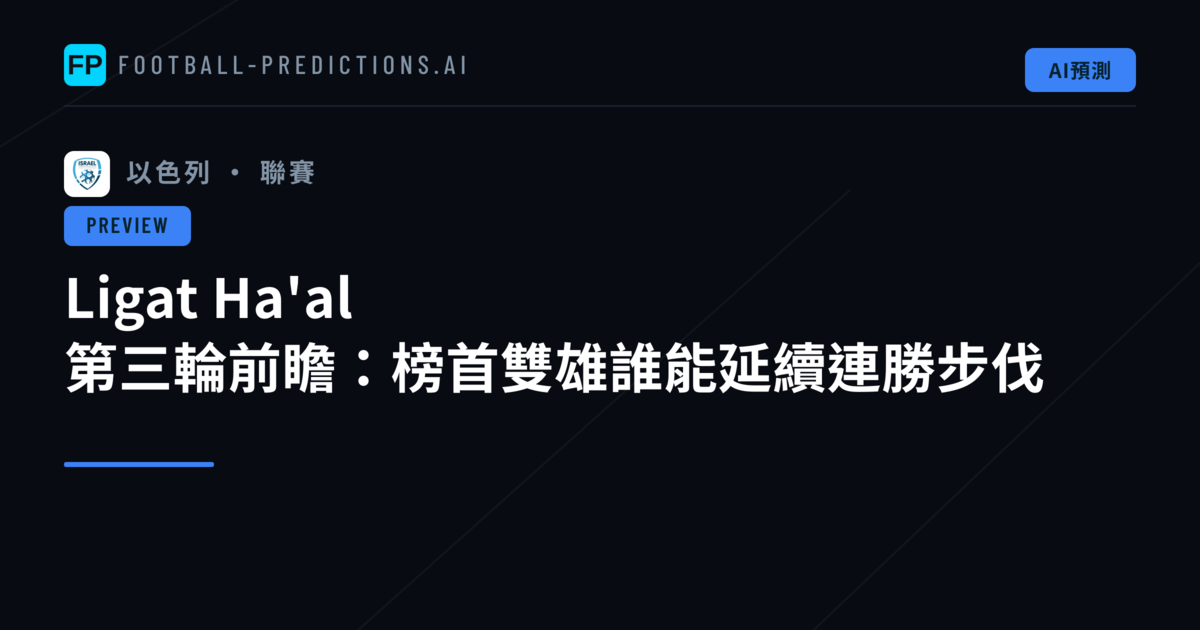 Ligat Ha'al 第三輪前瞻:榜首雙雄誰能延續連勝步伐