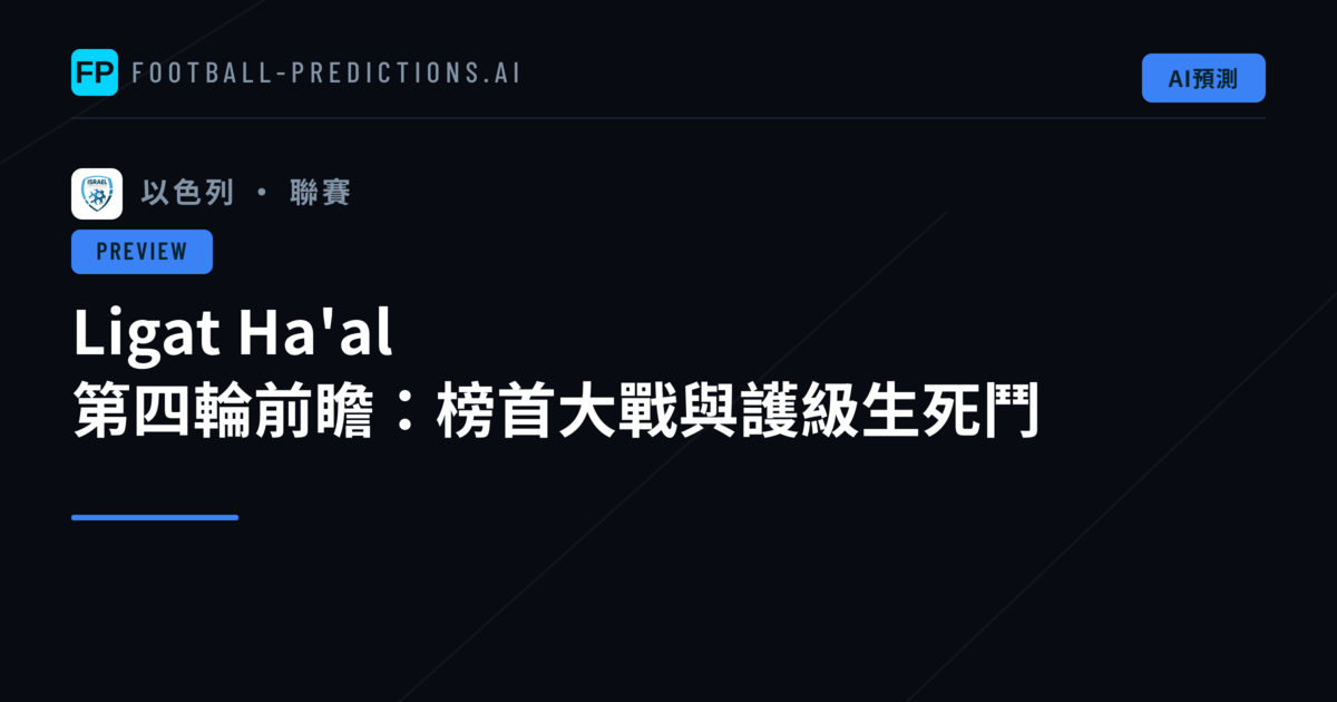 Ligat Ha'al 第四輪前瞻：榜首大戰與護級生死鬥