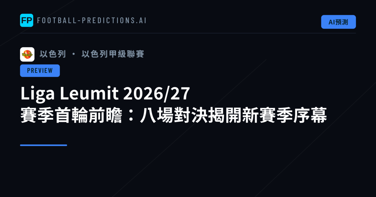 Liga Leumit 2026/27 賽季首輪前瞻：八場對決揭開新賽季序幕