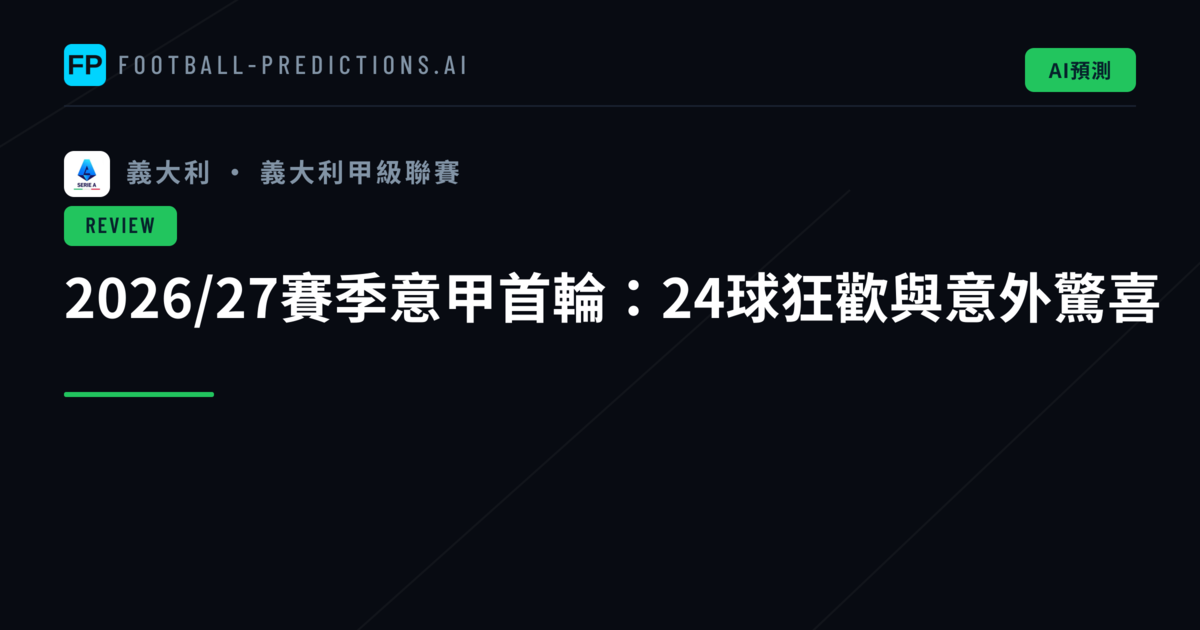 2026/27賽季意甲首輪：24球狂歡與意外驚喜