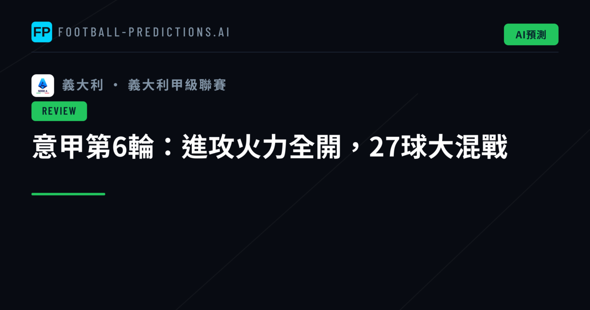 意甲第6輪：進攻火力全開，27球大混戰