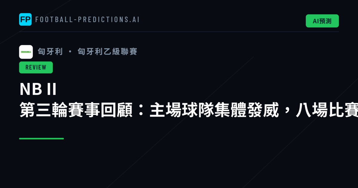 NB II 第三輪賽事回顧：主場球隊集體發威，八場比賽產生十六記進球
