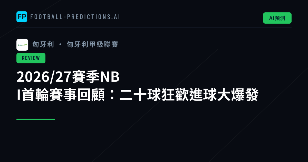 2026/27賽季NB I首輪賽事回顧：二十球狂歡進球大爆發