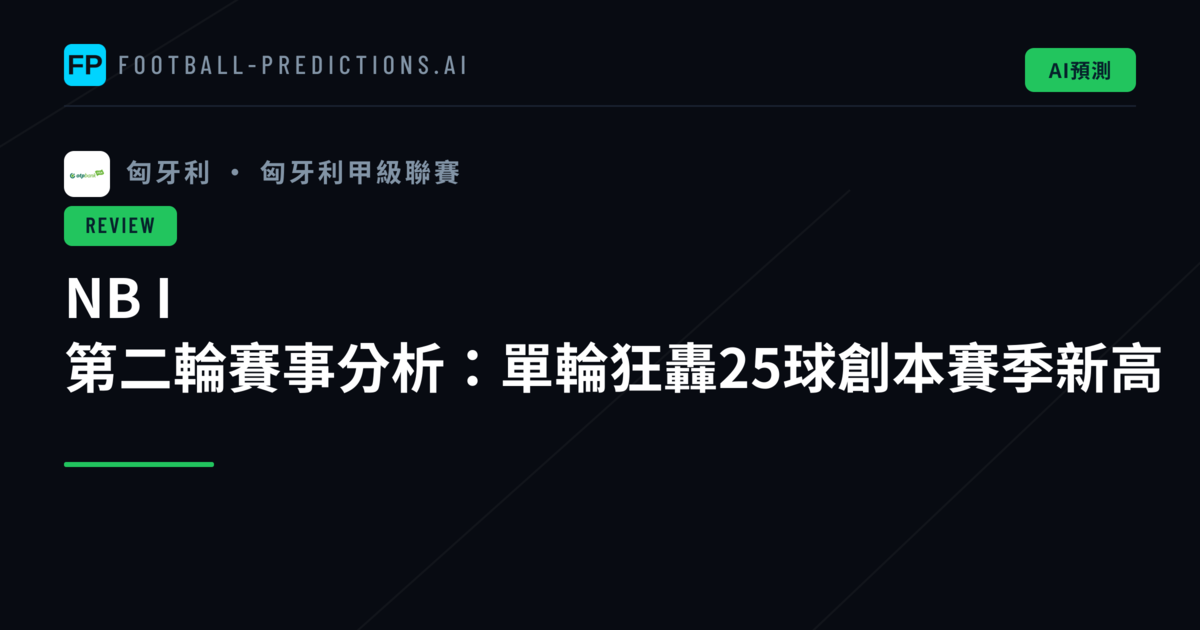 NB I 第二輪賽事分析：單輪狂轟25球創本賽季新高