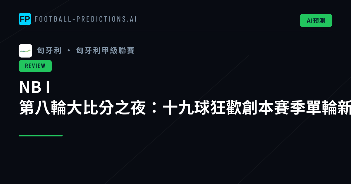 NB I 第八輪大比分之夜：十九球狂歡創本賽季單輪新高