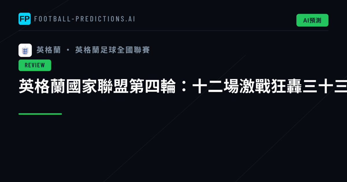 英格蘭國家聯盟第四輪：十二場激戰狂轟三十三球