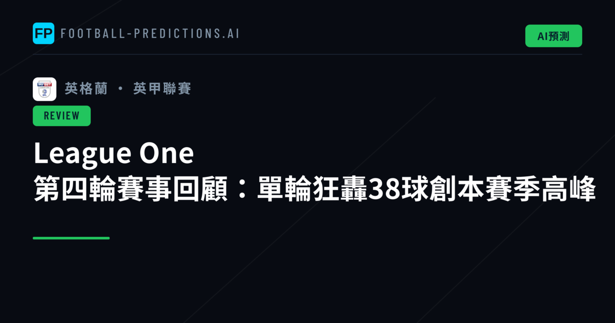 League One 第四輪賽事回顧：單輪狂轟38球創本賽季高峰