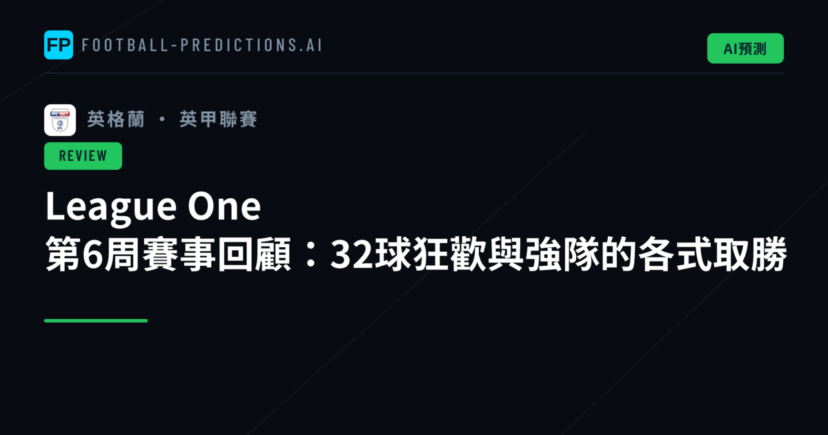 League One 第6周賽事回顧：32球狂歡與強隊的各式取勝