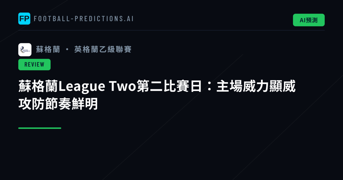 蘇格蘭League Two第二比賽日:主場威力顯威 攻防節奏鮮明