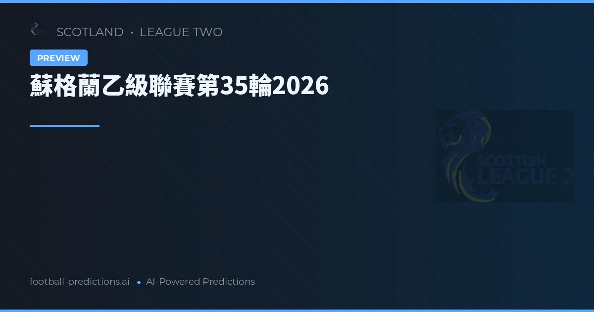 蘇格蘭乙級聯賽第35輪2026